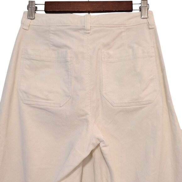 Faherty Womens Size 26 Egret White Corduroy Patch Pockets Wide Leg Pants Flaw - Picture 4 of 12